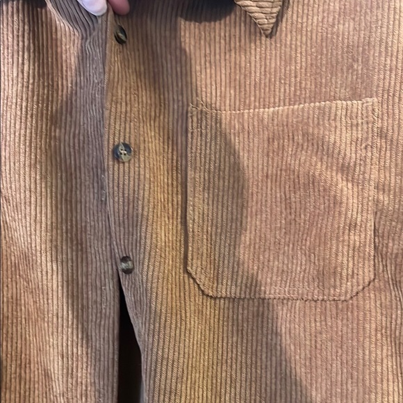 Brown Button Down Shirt/Shacket with Collar and Textured Fabric - Picture 4 of 7